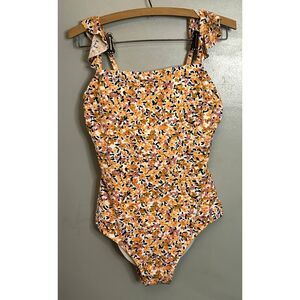 Kona Sol One Piece Swimsuit Yellow Floral Size Medium
